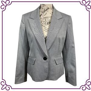 Jones New York Suit Gray with Ghost Stripes One Button Blazer Jacket Size 4